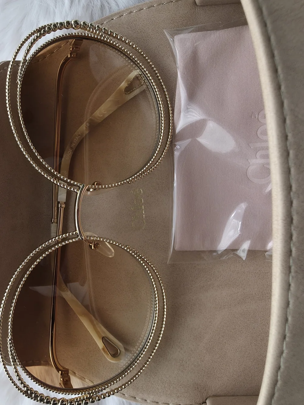 Chloe Gold Round Frame Sunglasses with Original Case